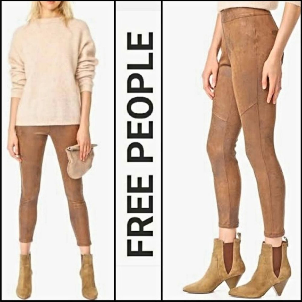 Free People Faux Vegan Leather Leggings Brown Size 27 OB640876